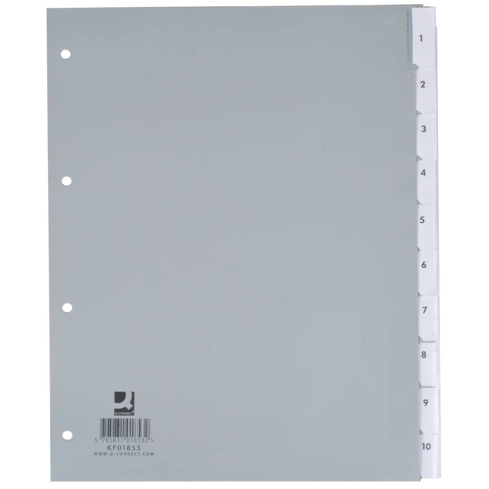 Divisore personalizzabile Q-Connect grigio 24,5x29,7 cm ppl 10 pagine KF01853