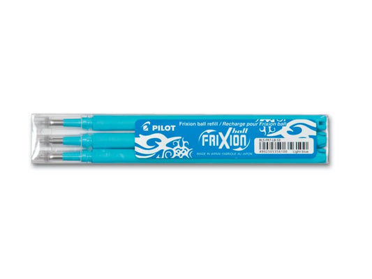 Refill penne a sfera Pilot Frixion Ball e Clicker 0,7 mm azzurro Set 3 pezzi - 006645