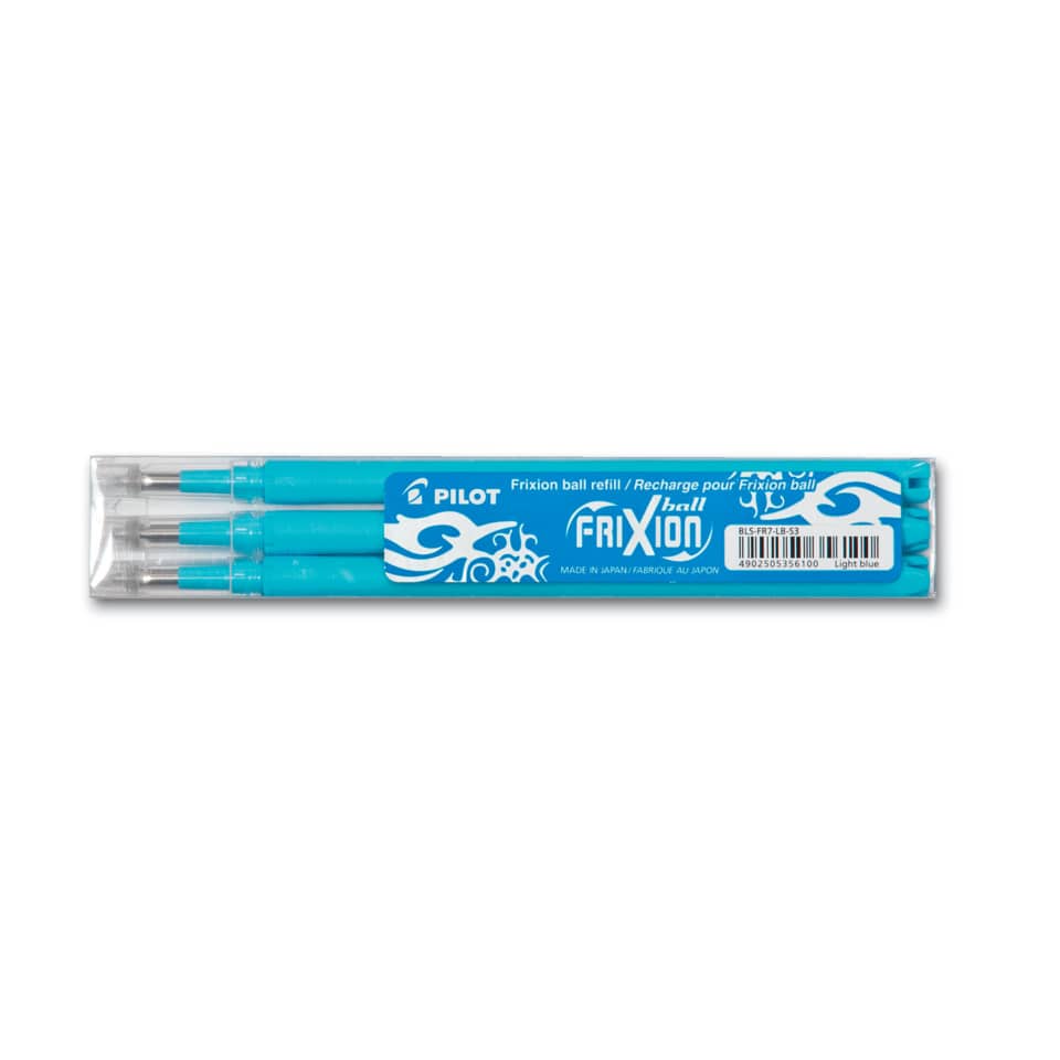 Refill penne a sfera Pilot Frixion Ball e Clicker 0,7 mm azzurro Set 3 pezzi - 006645