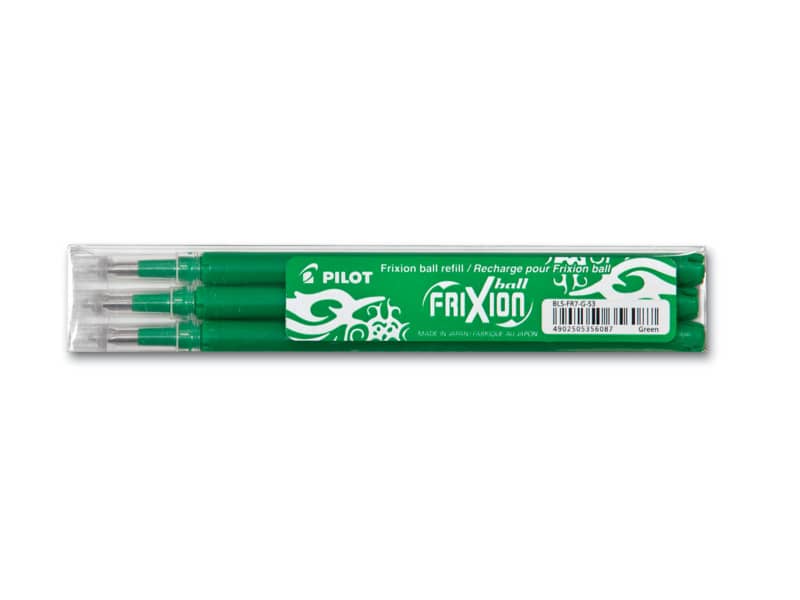 Refill penne a sfera Pilot Frixion Ball e Clicker 0,7 mm verde Set 3 pezzi - 006659