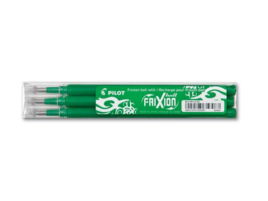 Refill penne a sfera Pilot Frixion Ball e Clicker 0,7 mm verde Set 3 pezzi - 006659