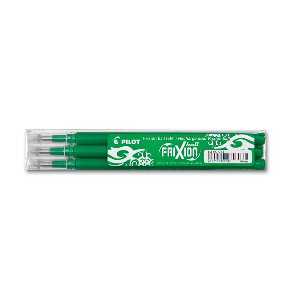 Refill penne a sfera Pilot Frixion Ball e Clicker 0,7 mm verde Set 3 pezzi - 006659