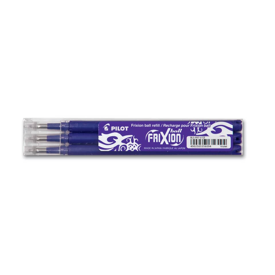 Refill penne a sfera Pilot Frixion Ball e Clicker 0,7 mm viola Set 3 pezzi - 006646