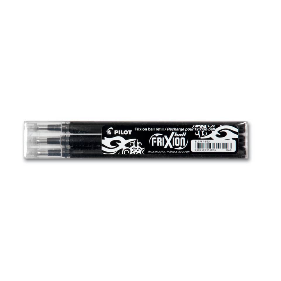 Refill penne a sfera Pilot Frixion Ball e Clicker 0,7 mm nero Set 3 pezzi - 006656