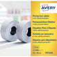 Etichette permanenti per prezzatrici 2 linee Avery 16x26 mm bianco - conf. 10 rotoli da 1200 etichette - PLP1626