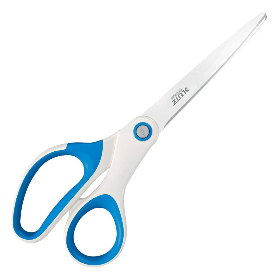 Forbici da ufficio Leitz WOW asimmetrica acciaio inox rivestito in titanio blu 20,5 cm - 53192136