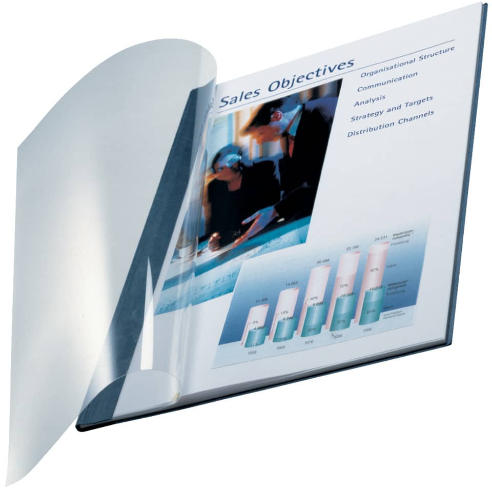 Copertina flessibile max 106-140 fogli Leitz impressBIND in PPL con dorso da 14 mm A4 blu  conf. da 10 - 74150035