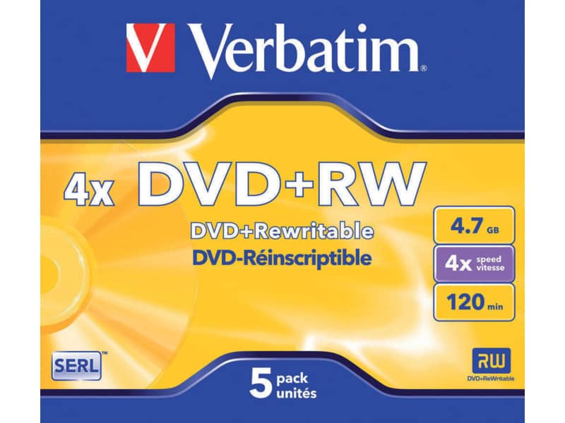 DVD+RW Verbatim 4x 4.7 GB  Conf. 5 pezzi - 43229