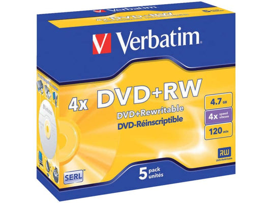 DVD+RW Verbatim 4x 4.7 GB Conf. 5 pezzi - 43229
