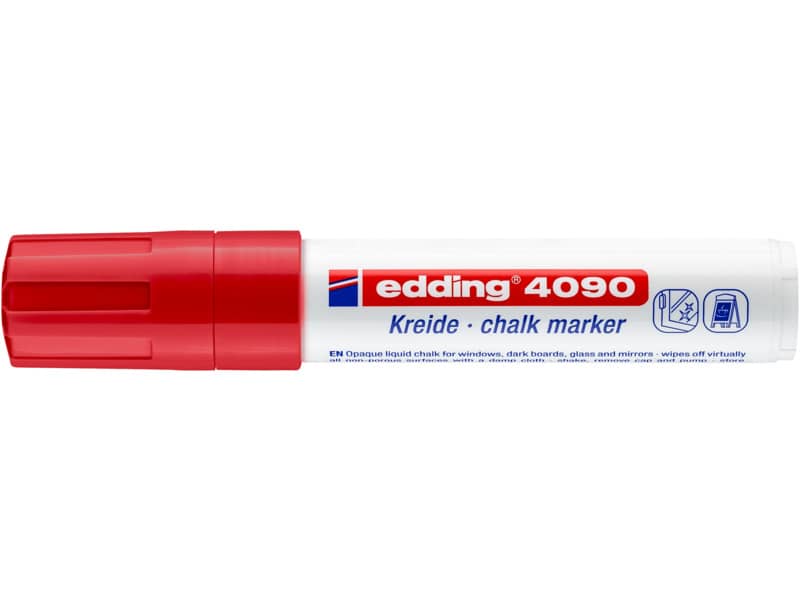 Marcatore a gesso liquido edding 4090 punta scalpello 4-15 mm rosso 4-4090002