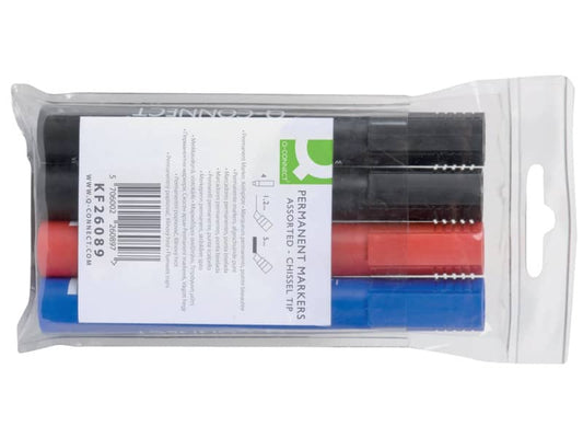 Marcatore permanente Q-Connect punta a scalpello 1,5-5 mm assortiti conf. da 4 - KF26089