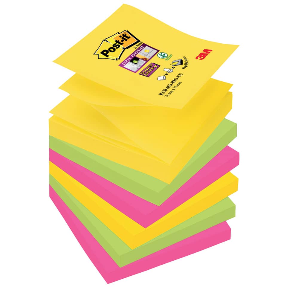 Foglietti riposiz. Post-it® Ricarica Z-Notes Super Sticky ass. Rio De Janeiro 6 bloc. da 90 ff - R330-6SS-RIO-EU