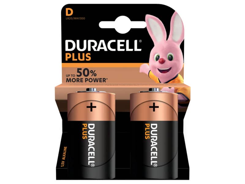 Batterie alcaline Duracell Plus Power Torcia 1300 mAh Plus D K2 conf. da 2 - DU0400