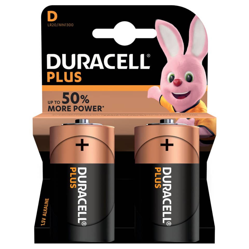 Batterie alcaline Duracell Plus Power Torcia 1300 mAh Plus D K2 conf. da 2 - DU0400