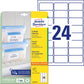 Etichette permanenti per freezer Avery 63,5x33,9 mm bianco - 24 et./foglio - laser/inkjet - cf. 25 fogli L7970-25