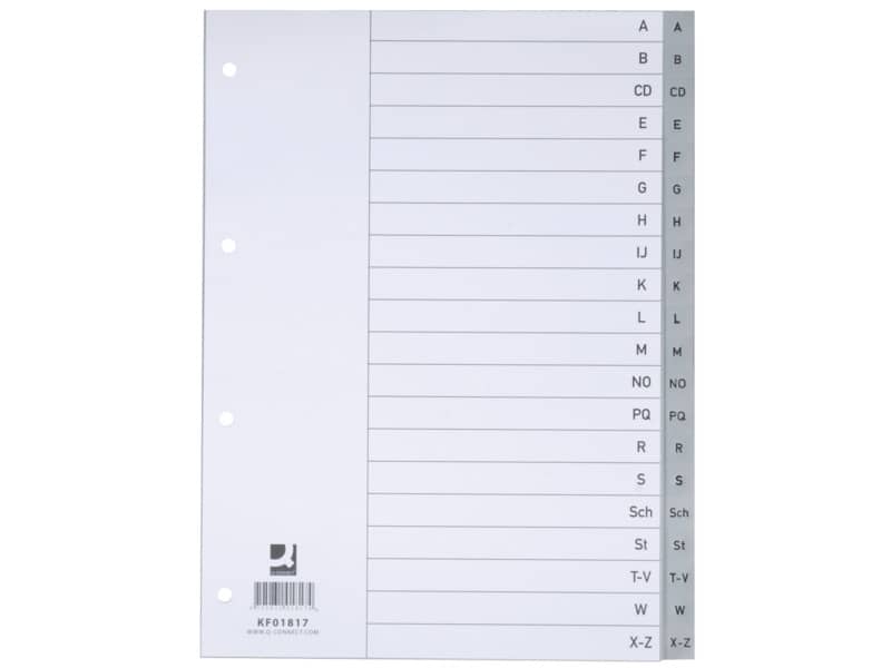 Divisori alfabetici Q-Connect A-Z 22,5x29,7 cm grigio 20 pagine KF01817