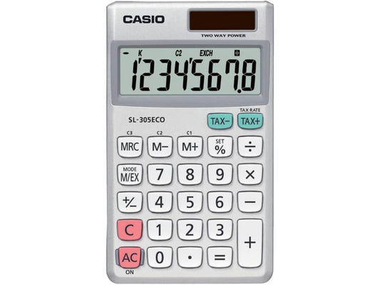 Calcolatrice scientifica CASIO tascabile BIG LC-display 8 cifre solare e batteria Grigio - SL-305ECO