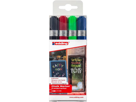 Marcatori a gesso liquido edding 4095 punta conica 2-3 mm assortiti confezione da 4 - 4-4095-4999