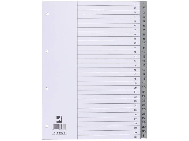 Divisore numerico Q-Connect grigio 22,5x29,7 cm ppl 1-31 KF01830