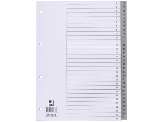 Divisore numerico Q-Connect grigio 22,5x29,7 cm ppl 1-31 KF01830