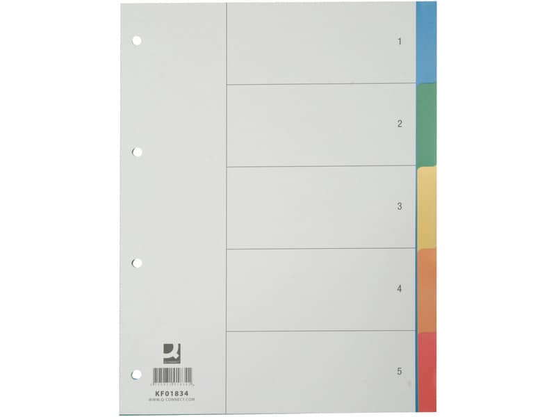 Divisori neutri Q-Connect tasti colorati 5 fogli KF01834