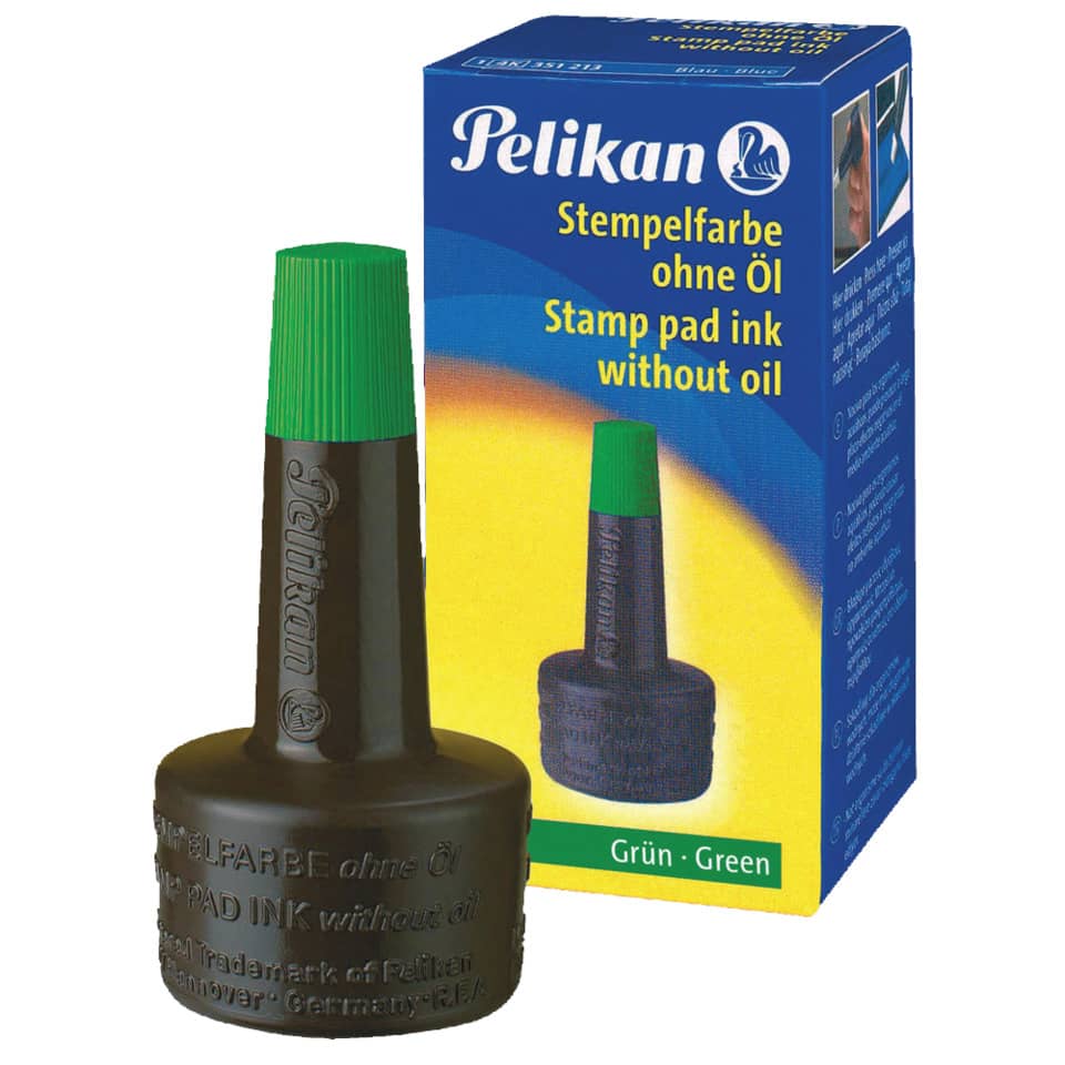 Inchiostro per timbri senza olio Pelikan flacone 28 ml verde 351239