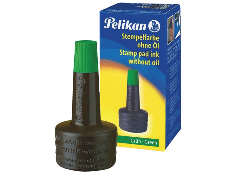 Inchiostro per timbri senza olio Pelikan flacone 28 ml verde 351239