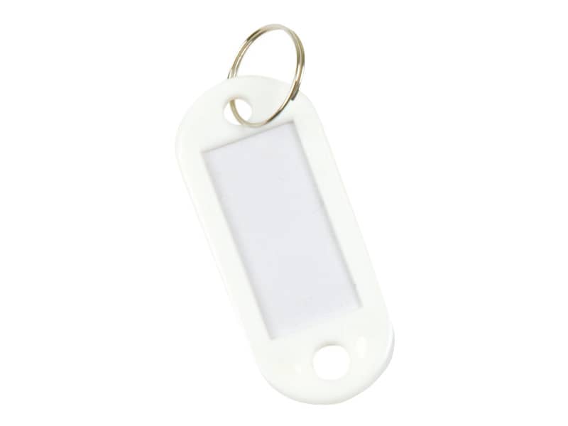 Targhetta portachiavi Q-Connect standard in plastica 5x2,2 cm bianco Confezione da 10 pezzi - KF10874