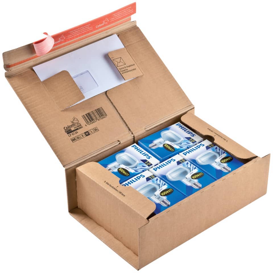 Scatola con tasca interna ColomPac in cartone ondulato f.to 36,5x23,5x12 cm avana - 30000273