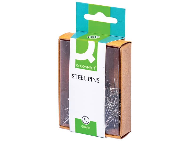 Spilli Q-Connect 30 mm acciaio  scatola da 30 grammi - KF02037