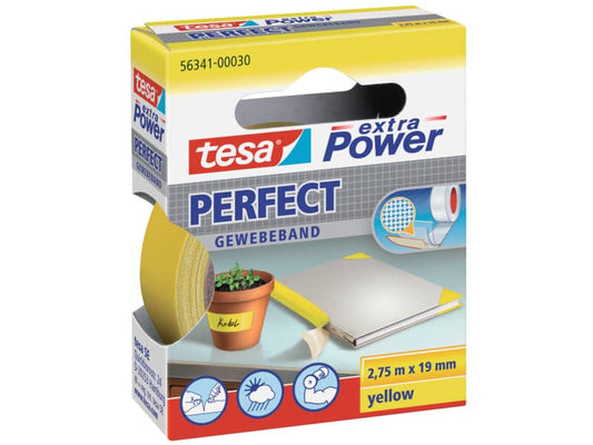 Nastro adesivo in tela tesa extra Power® Perfect plastificato 19 mm x 2,75 m giallo - 56341-00030-03