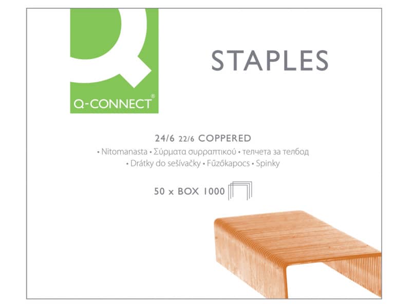 Punti per cucitrice Q-Connect 24/6 rame  scatola da 1000 - KF01279