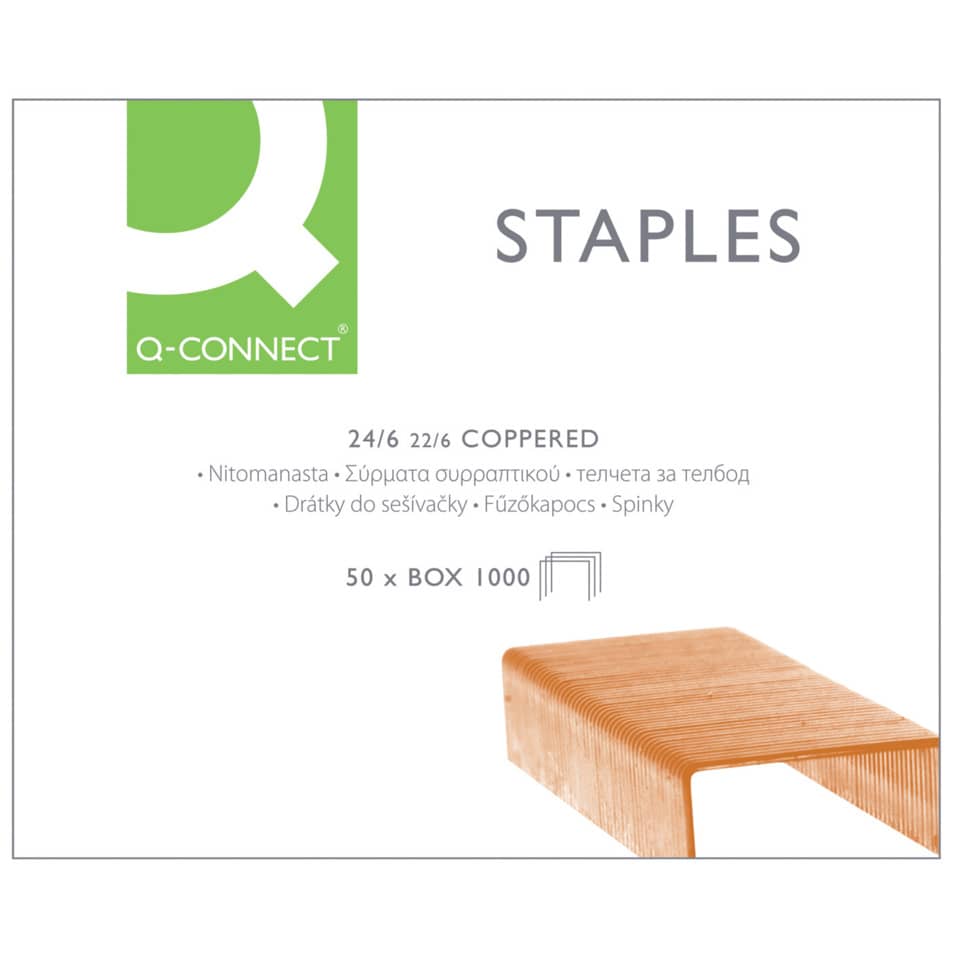 Punti per cucitrice Q-Connect 24/6 rame  scatola da 1000 - KF01279