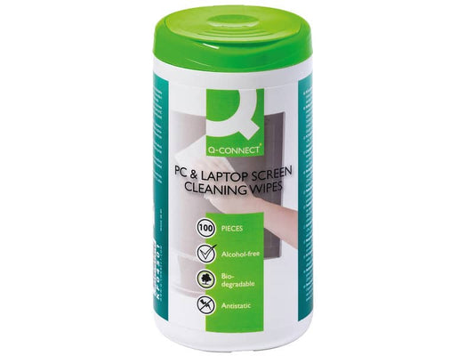 Salviette di pulizia schermi Q-Connect TFT+LCD senza alcool barattolo da 100 - KF04501A