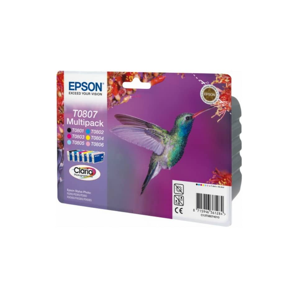 Cartucce inkjet Colibrì T080/blister RS Epson 6 colori Conf. 6 - C13T08074011