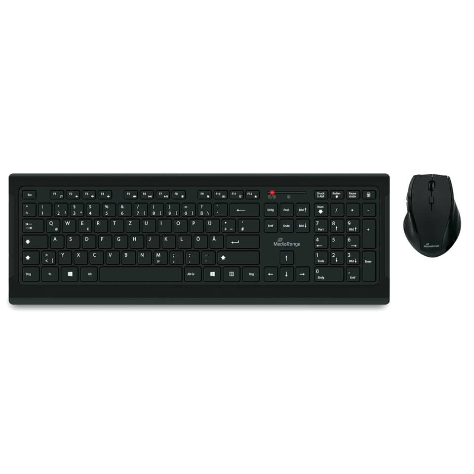 Set tastiera e mouse wireless Media Range con tasti ultraflat QWERTZ, nero MROS104
