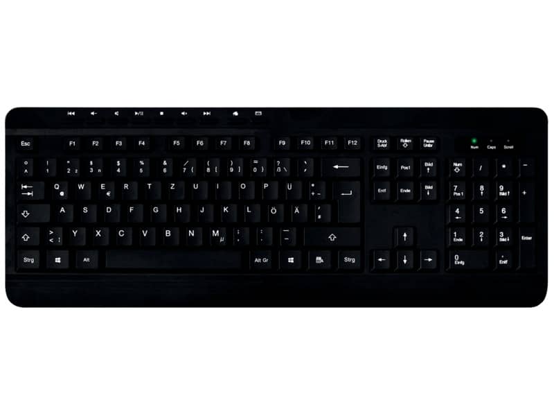 Tastiera Media Range multimediale con filo nera, QWERTZ MROS102
