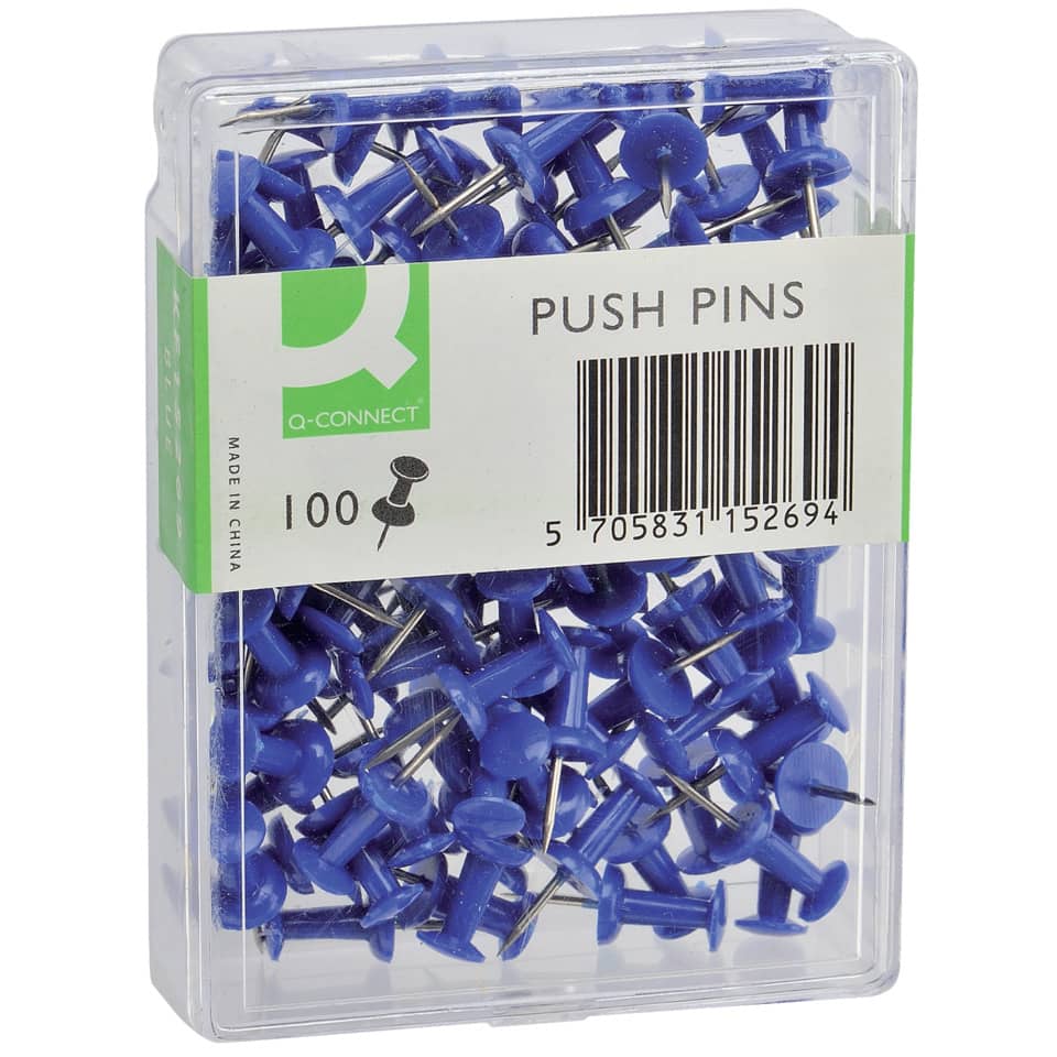 Spilli per bacheca Q-Connect blu  Scatola da 100 pezzi - KF15269