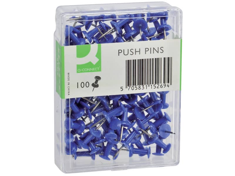 Spilli per bacheca Q-Connect blu  Scatola da 100 pezzi - KF15269