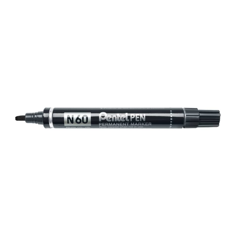 Marcatore permanente Pentel N60 punta a scalpello 3,9-5,7 mm nero N60-A