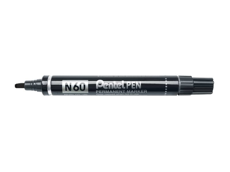 Marcatore permanente Pentel N60 punta a scalpello 3,9-5,7 mm nero N60-A