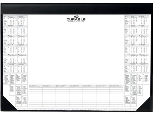 Sottomano DURABLE con calendario 2 anni pvc morbido nero 59x42 cm 729101