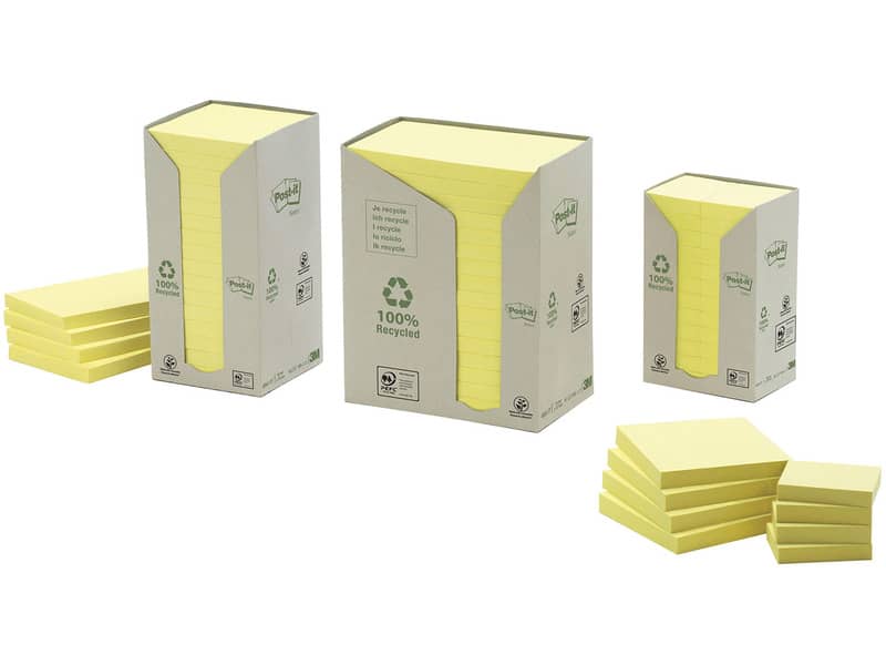 Foglietti Post-it® Notes Giallo in carta riciclata conf. torre da 24 blocchetti da 100 ff - 653-1T