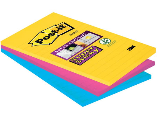Foglietti Post-it® Super Sticky XXL Rio De Janeiro a righe assortiti conf. 3 blocchetti da 90 ff - 4690-SS3RIO-EU