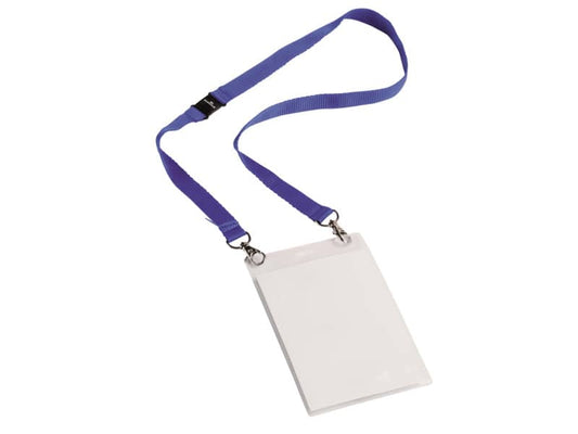 Portanomi DURABLE con cordoncino 20 mm per eventi blu/trasparente inserti f.to A6 conf. 10 - 852507