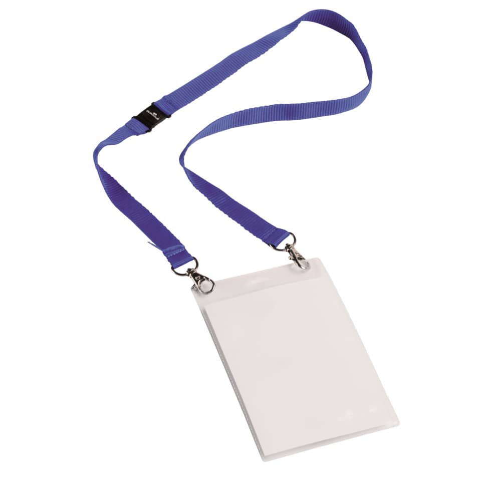 Portanomi DURABLE con cordoncino 20 mm per eventi blu/trasparente inserti f.to A6  conf. 10 - 852507