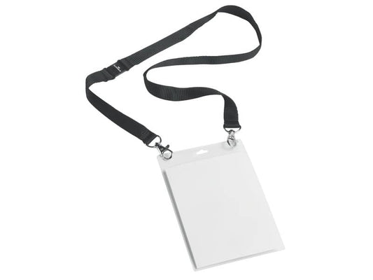 Portanomi DURABLE con cordoncino 20 mm per eventi nero/trasparente inserti f.to A6 conf. 10 - 852501