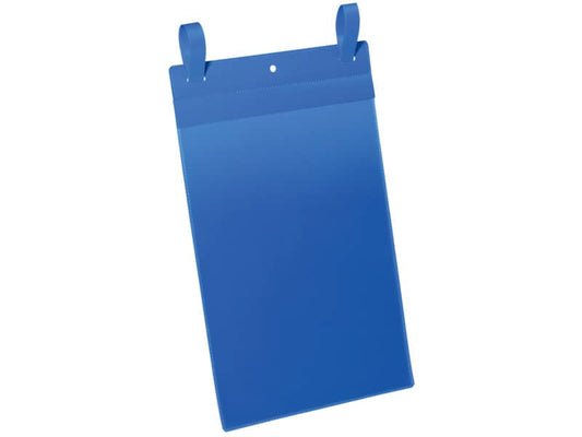 Tasche per identificazione Durable con fascette di aggancio blu f.to esterno mm 223x530- inserto A4 vert. cf. 50- 175007