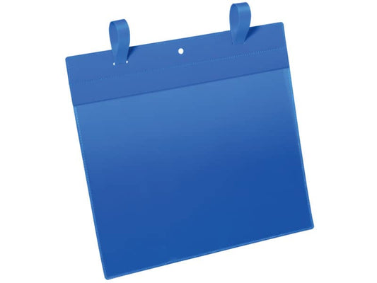 Tasche per identificazione Durable con fascette di aggancio blu f.to esterno mm 311x442- inserto A4 orizz. cf 50- 175107