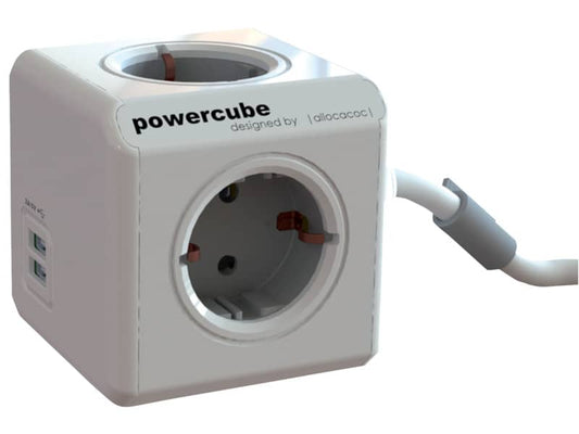 Multipresa da tavolo Media Range Powercube 4x220 V e 2 USB argento P50455